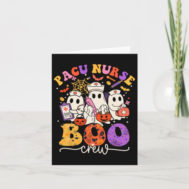 Pacu Boo Crew Kostüm Funny Nurse Ghost Halloween Karte (Vorderseite)