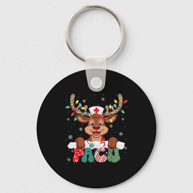 Pacu Nurse Reindeer Nurse Hat Christmas Light Wome Schlüsselanhänger (Vorderseite)