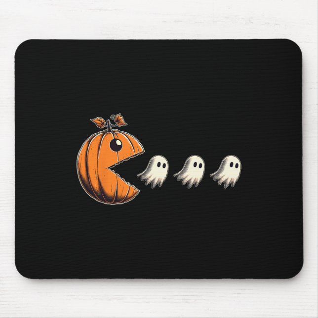 Pacween Lustiger Halloween-Kürbis-Geist-Chomp-Game Mousepad (Vorne)