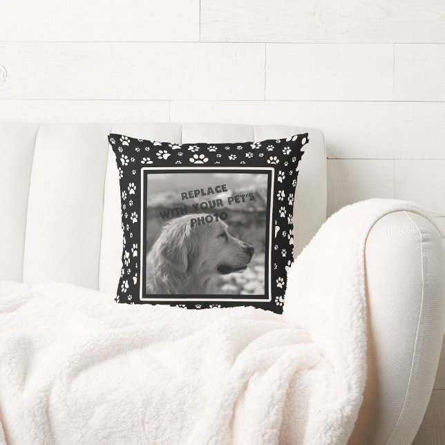 Pad Print Custom Pet Foto Pillow Schwarz und Weiß Kissen (Personalized photo of your pet pillow.)