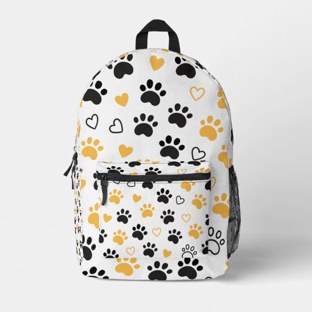 Pad Print & Hearts Muster Pet Liebhaber Geschenk Bedruckter Rucksack (Vorderseite)