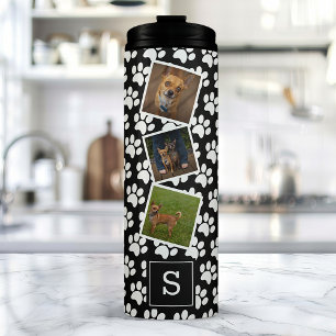 Pad Print Pet Foto Collage Black Monogram Thermosbecher