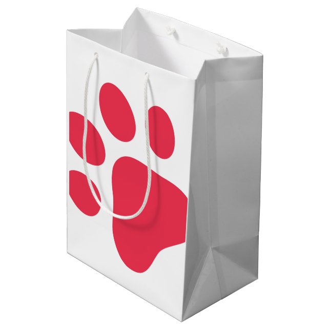 Pad Print Pet Lover Moderner Red White Fun Mittlere Geschenktüte (Rückseite Schrägansicht)