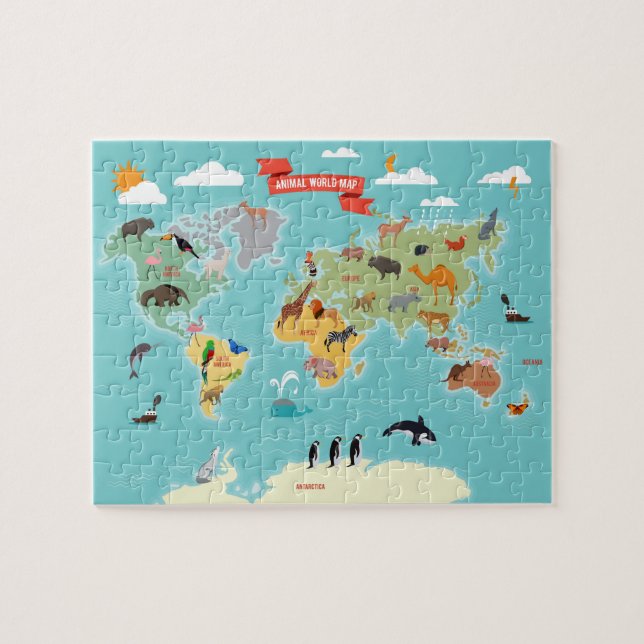 Pädagogische Tiere auf der Weltkarte (Horizontal)