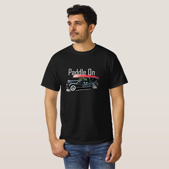 Paddel auf klassischem CarDesign - Männerwert-T -  T-Shirt (Vorne ganz)