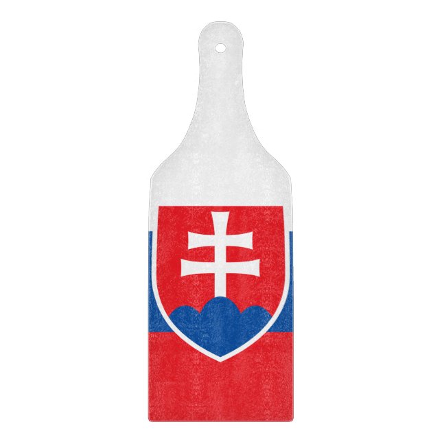 Paddel aus Glas mit der Flagge der Slowakei Schneidebrett (Vorderseite)
