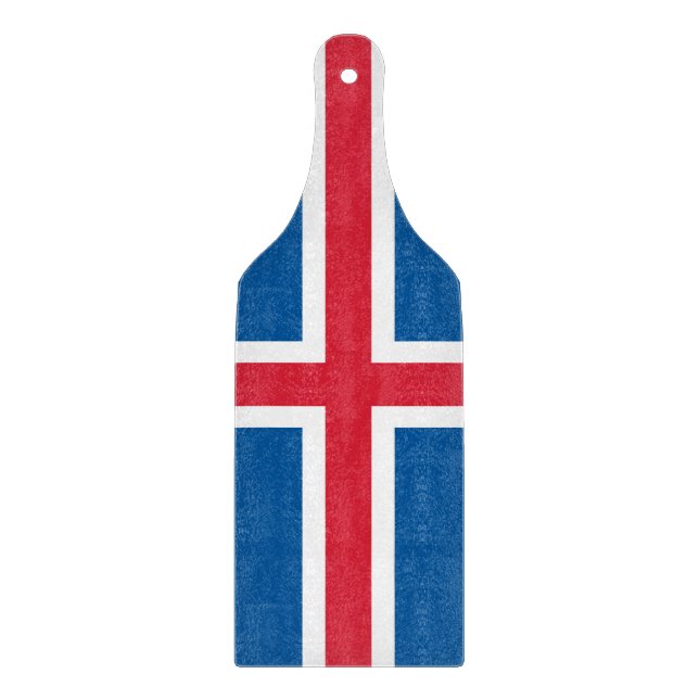 Paddel aus Glas mit der Flagge Islands Schneidebrett (Vorderseite)