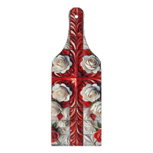 Paddel aus Glasfaserkabel Englisch Rose Design Schneidebrett