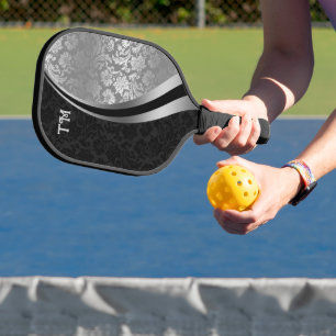 Paddel aus schwarz-silberfarbenem Damast Pickleball Schläger