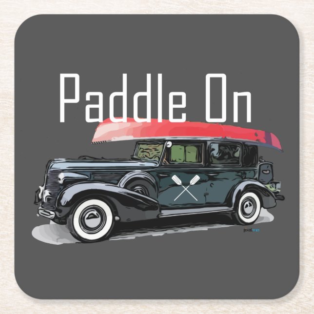 Paddel für klassische Autos - quadratischer Unters Rechteckiger Pappuntersetzer (Vorderseite)