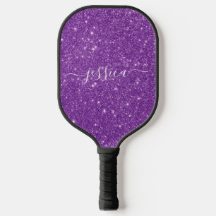 Paddel mit dem Namen des lila Glitzer Pickleball Schläger
