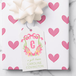 Paddel-Monogramm-Wappen für Rosa und Grüne Pickleb Geschenkanhänger