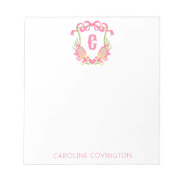 Paddel-Monogramm-Wappen für Rosa und Grüne Pickleb Notizblock