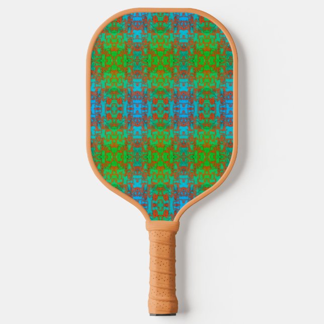 Paddel-Paddel mit blauem rotem braunem Muster Pickleball Schläger (Vorderseite)