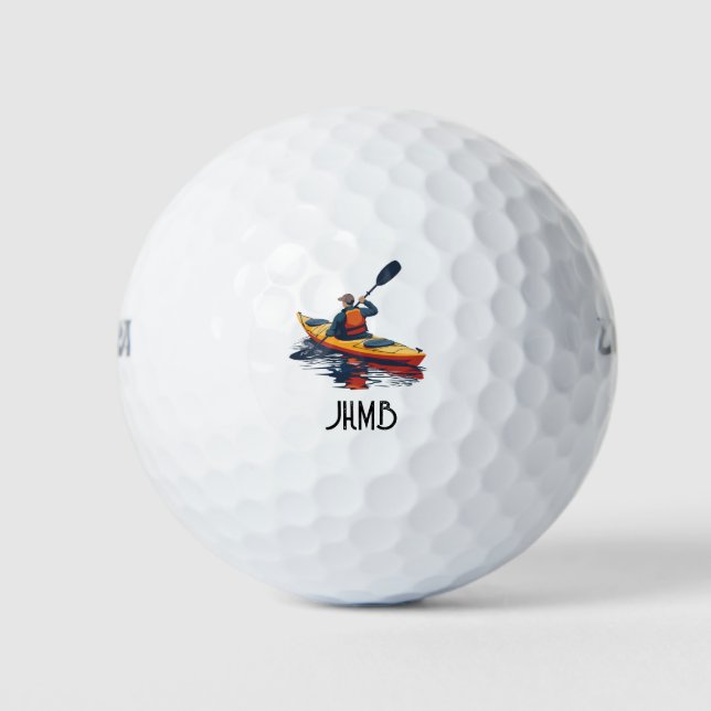 Paddelboot Wassersport Monogramm Kunst Golfball (Vorderseite)