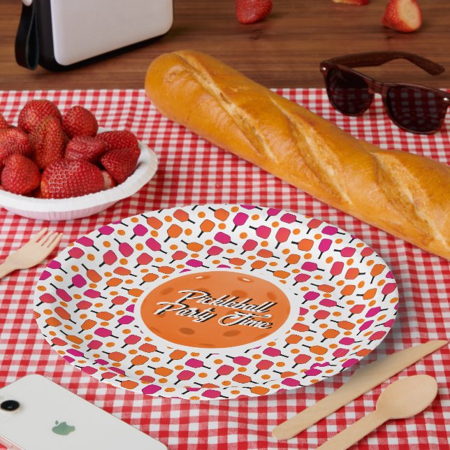 Paddelpaddel in Rosa und Orange Personalisiert Pappteller (Picknick)