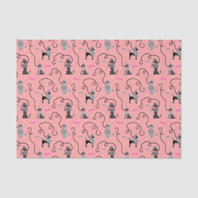 Paddelrock Retro Hunde Pink und Schwarzer 50er Mus Seidenpapier (Vorderseite)