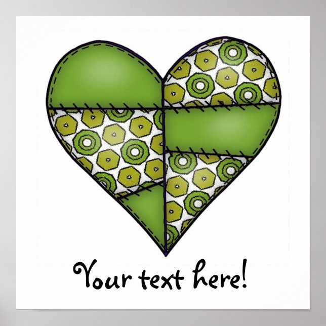 Padding Quilted Stitched Heart Green-09 Poster (Vorne)