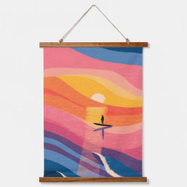 Paddle Board Sonnenuntergang Holzbespannte Wandtep Wandteppich Mit Holzrahmen