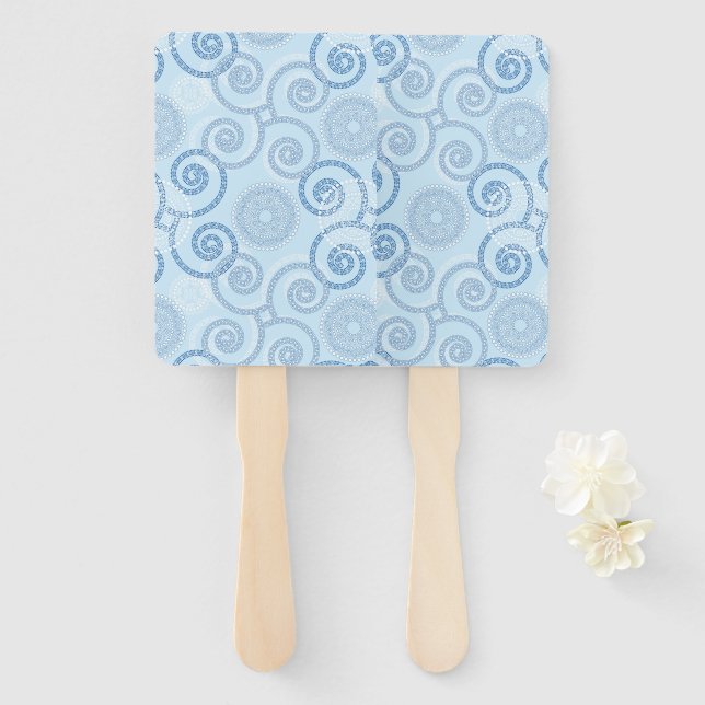 Paddle Fan-Blue Pearls Hand Fan Fächer (Vorne und Hinten)