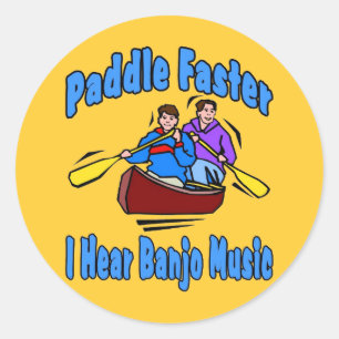 Paddle Faster Banjo Music Runder Aufkleber