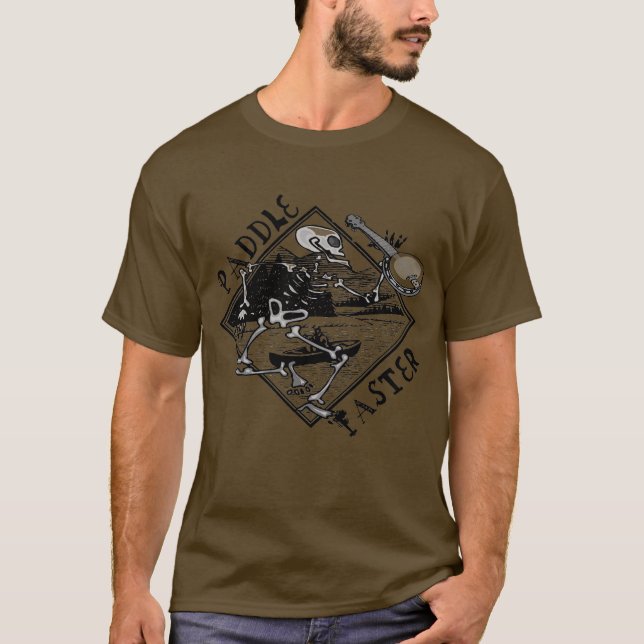 Paddle Faster Skeleton Canoe T-Shirt (Vorderseite)