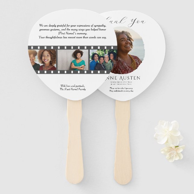 Paddle Funeral Hand Fan – Rounded Corners Fächer (Vorne und Hinten)