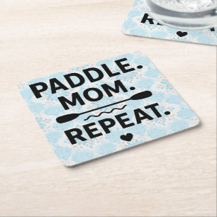 Paddle Mom Repeat Lustiges Kayaking Outdoor-Abente Rechteckiger Pappuntersetzer
