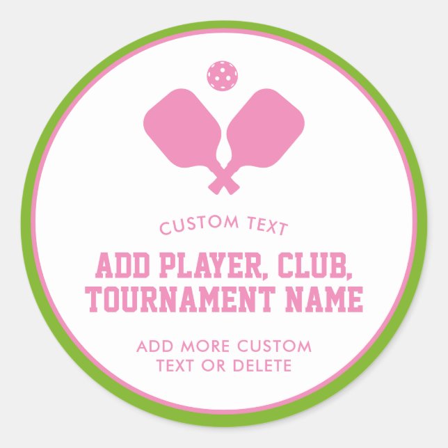 Paddle-Party Paddles Pink Green Custom Runder Aufkleber (Vorderseite)