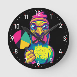 Paddle Peckin' Time Pickleball Runde Wanduhr