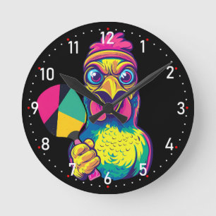 Paddle Peckin' Time Pickleball Runde Wanduhr