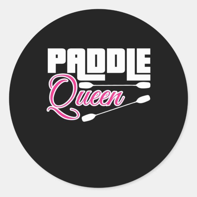 Paddle Queen Girl Kayak Runder Aufkleber (Vorderseite)