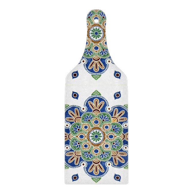 Paddle Shaped Medallion Glas Cutting Board Schneidebrett (Vorderseite)