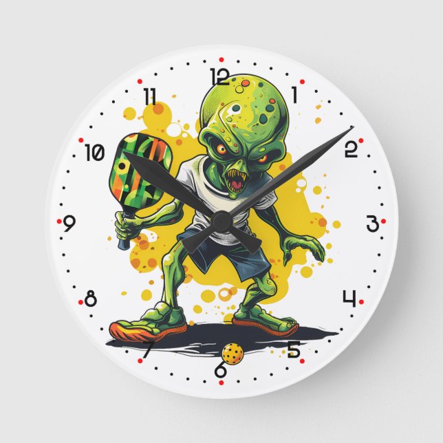 Paddle to the Mothership Pickleball  Runde Wanduhr (Vorderseite)