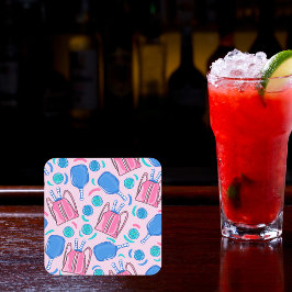 Paddle und Balls aus Pickleball Paddeln und Pink P Getränkeuntersetzer