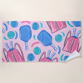 Paddle und Balls aus Pickleball Paddeln und Pink P Strandtuch