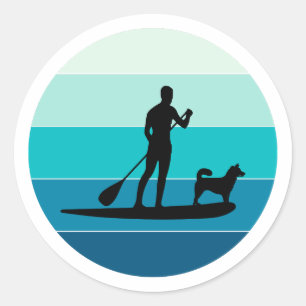 Paddleboard Paddel Wassersport Dog Runder Aufkleber