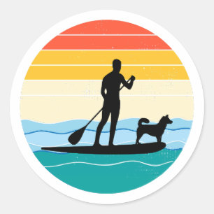 Paddleboard Paddel Wassersport Dog Runder Aufkleber