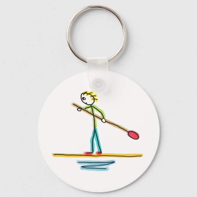 Paddleboard-Strichmännchen Schlüsselanhänger (Vorderseite)
