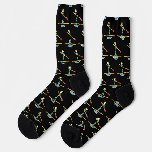 Paddleboard-Strichmännchen Socken (Linkes Detail)