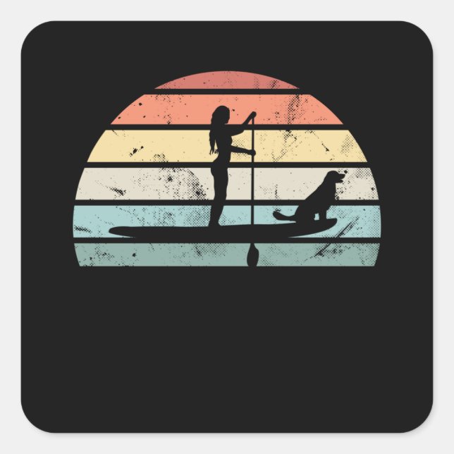 Paddleboarding Sunset-Geschenk für Frauen Quadratischer Aufkleber (Vorderseite)