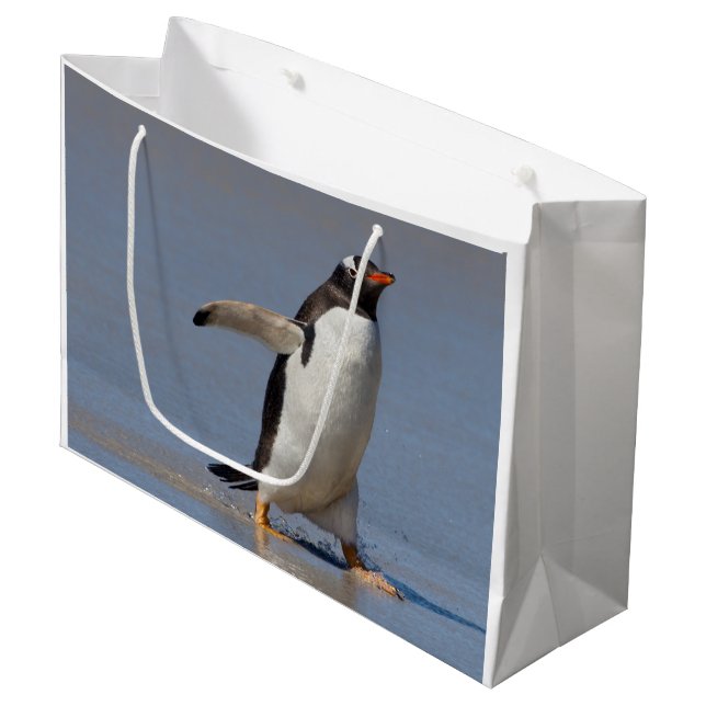 Paddling Gentoo Geschenktasche Große Geschenktüte (Vorderseite Schrägansicht)