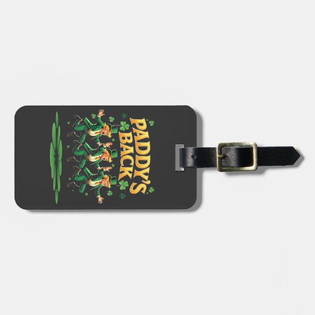 Paddy's Back Funny Trump St Patrick Day Leopard Gepäckanhänger (Vorderseite horizontal)