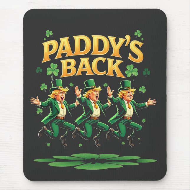 Paddy's Back Funny Trump St Patrick Day Leopard Mousepad (Vorne)