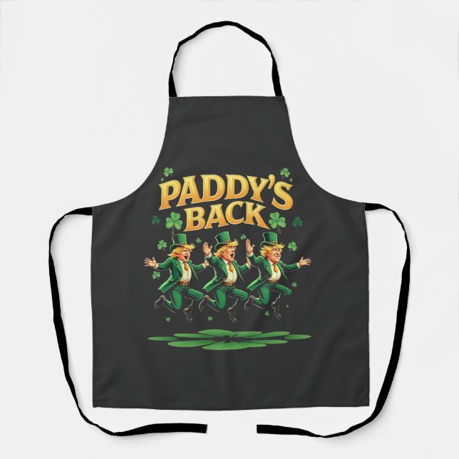 Paddy's Back Funny Trump St Patrick Day Leopard Schürze (Vorderseite)