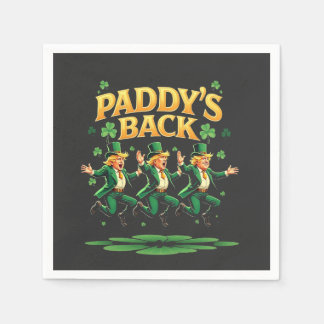 Paddy's Back Funny Trump St Patrick Day Leopard Serviette