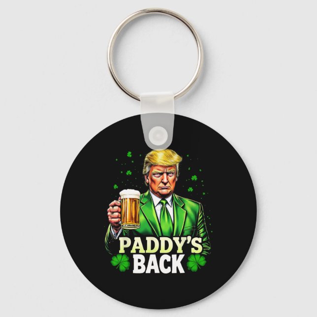 Paddy's Back Trump Beer Kleeblatt St Patricks Day  Schlüsselanhänger (Vorderseite)