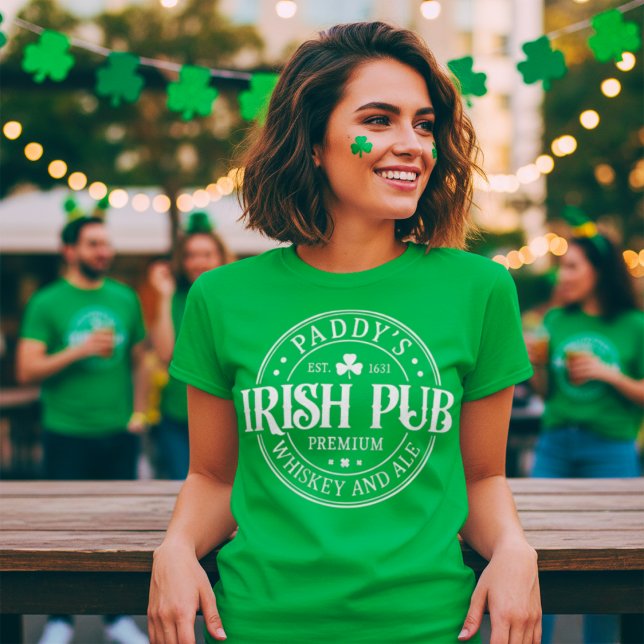 Paddy's Irish Pub Green and White St Patrick's Day T-Shirt (Paddy's Irish Pub Green And White St Patrick's Day T-Shirt)