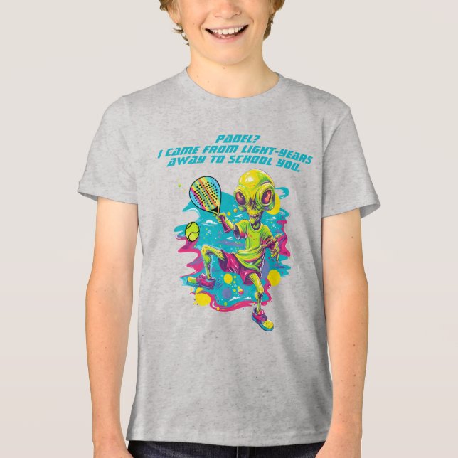 👽Padel Behold—the “Lil’ Smashonaut Supreme” Kids Tri-Blend Shirt (Vorderseite)