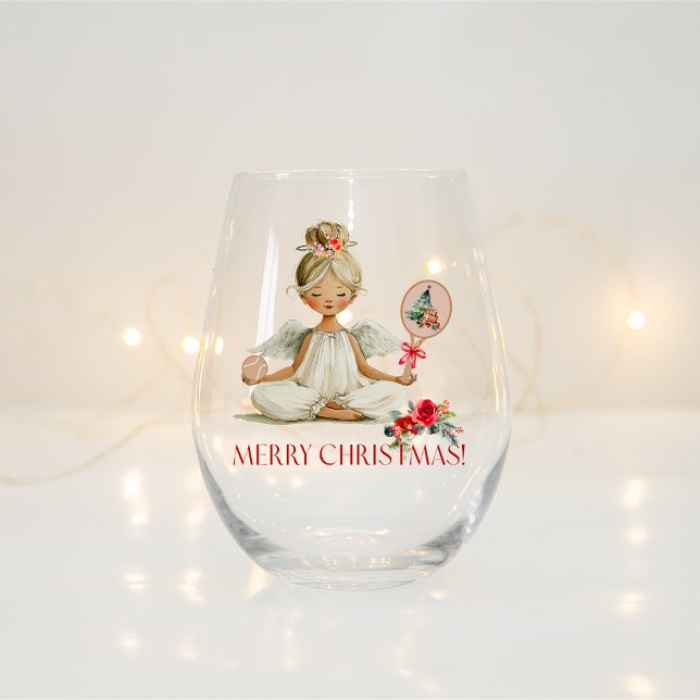 Padel Christmas Wine Glass – A Holiday Padel Angel Weinglas Ohne Stiel (Von Creator hochgeladen)